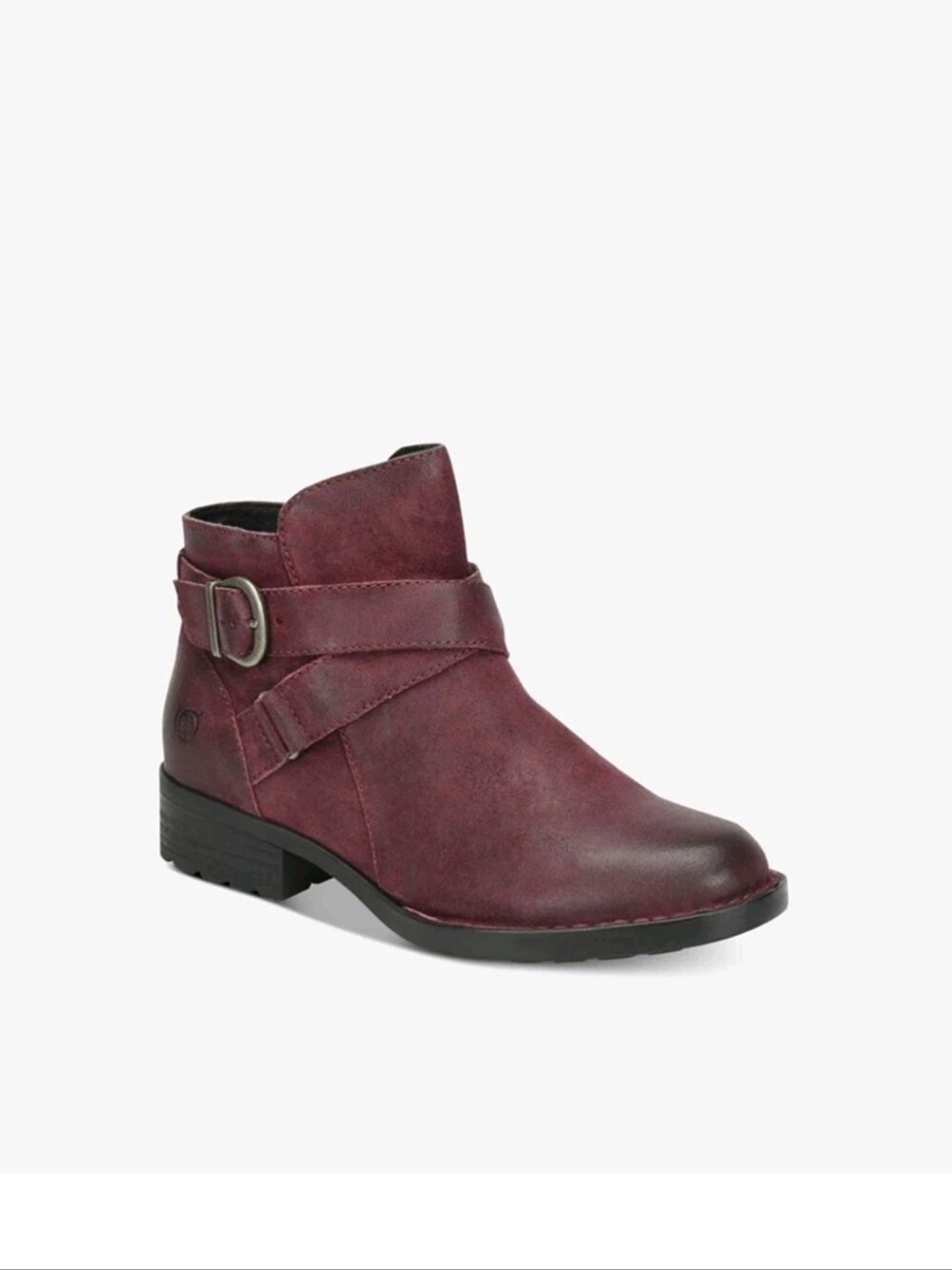 Born Womens Chaval F28693 Leather Distressed Ankle Boots Burgundy Red Size 8